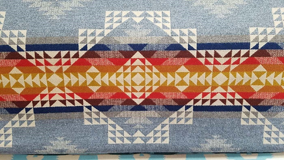 Wool Fabric Remnant Southwestern Native American Pattern Pendleton? hotsell Blue Green